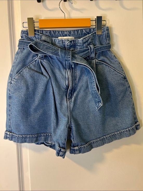 Dynamite Pants - 140. Dynamite Blue Paperbag Waist Denim Shorts with Tie Belt